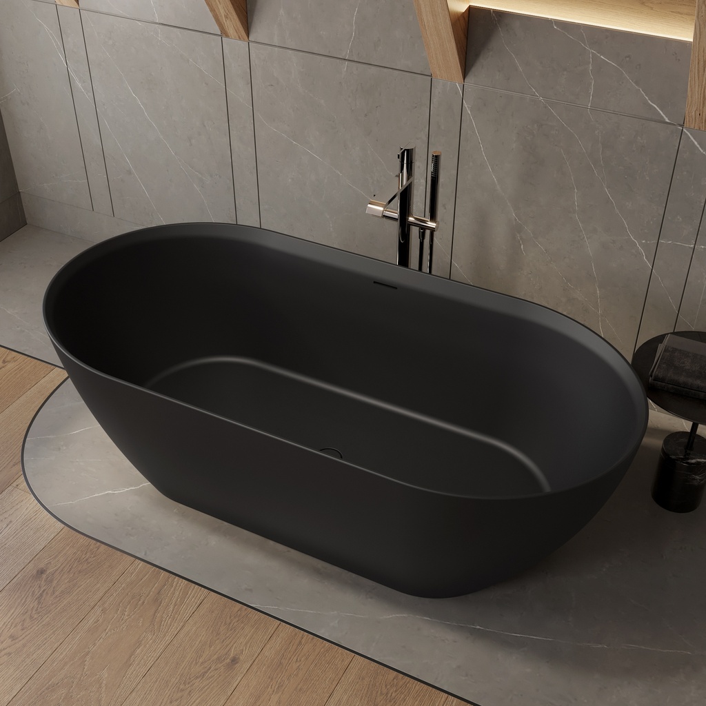 Ara Corian Design Freestanding Bathtub Black 170 Side