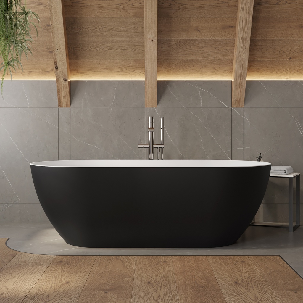 Ara Corian Design Freestanding Bathtub Black White 170 Front