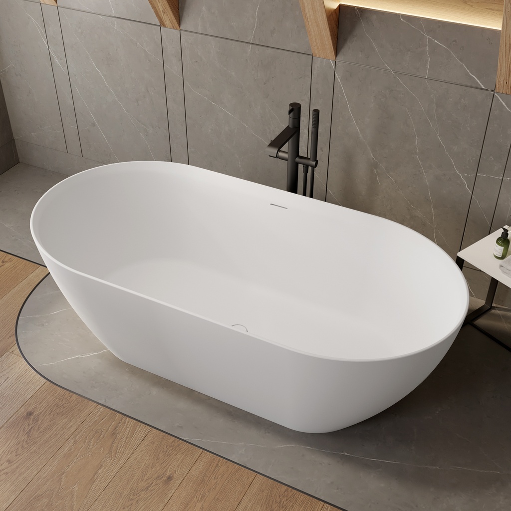 Ara Corian Design Freestanding Bathtub White 170 Side