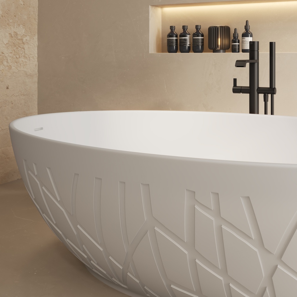 Bamboo Freestanding Bathtub White 170 Top