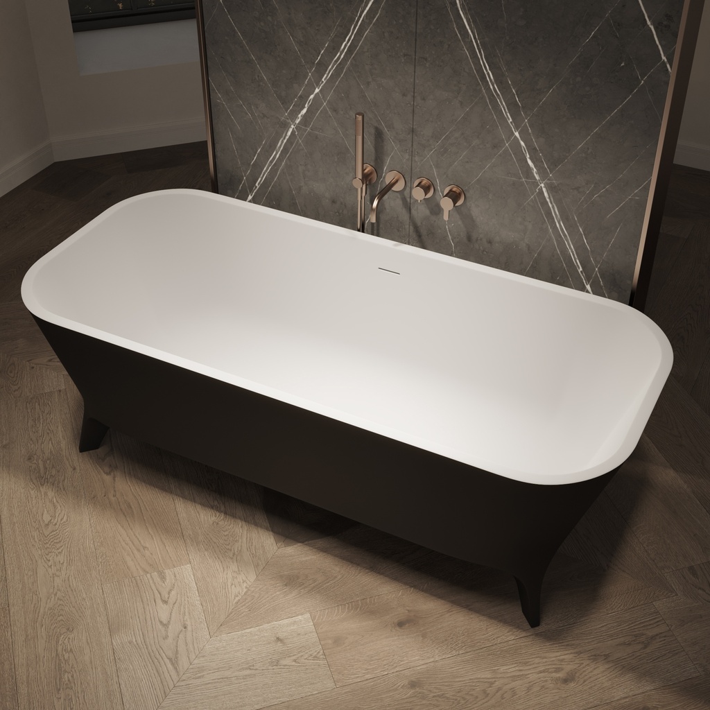 Miram Freestanding Bathtub Black White 180 Side