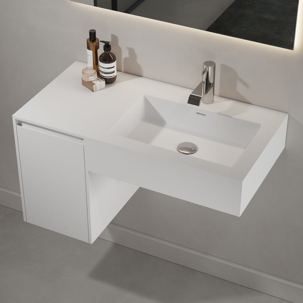 Alicia Wall hung Vanity Unit White 90 Right Side