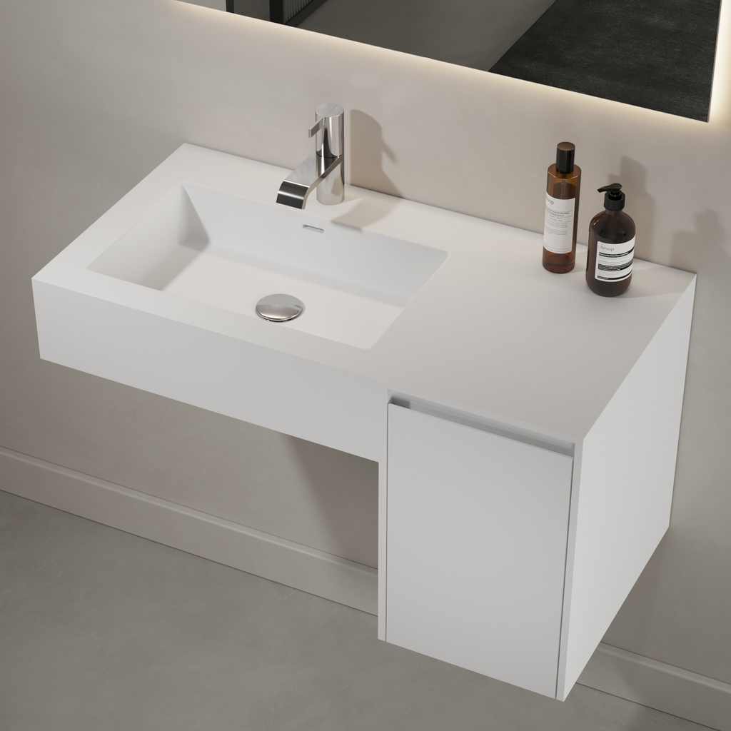 Alicia Wall hung Vanity Unit White 90 Left Side