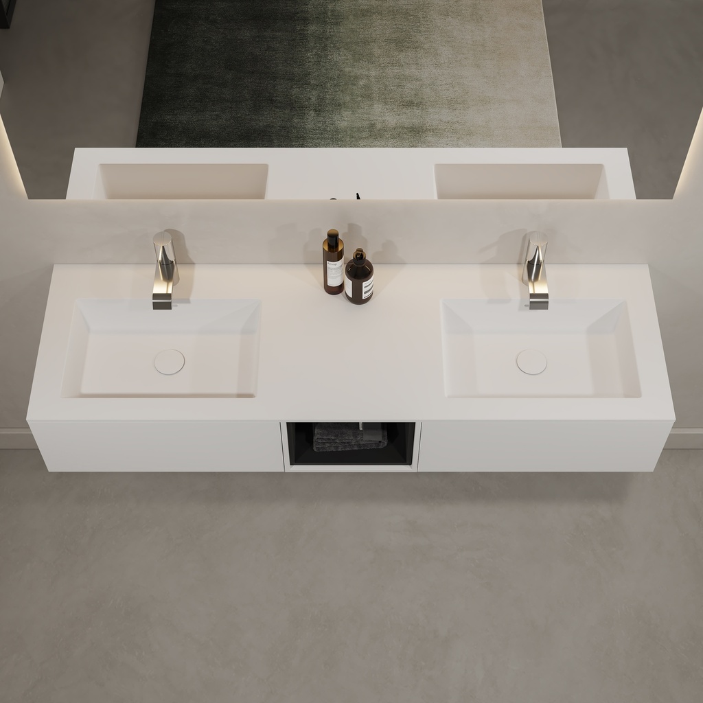 Dahlia Double Basin Wall hung Vanity Unit White 150  Top