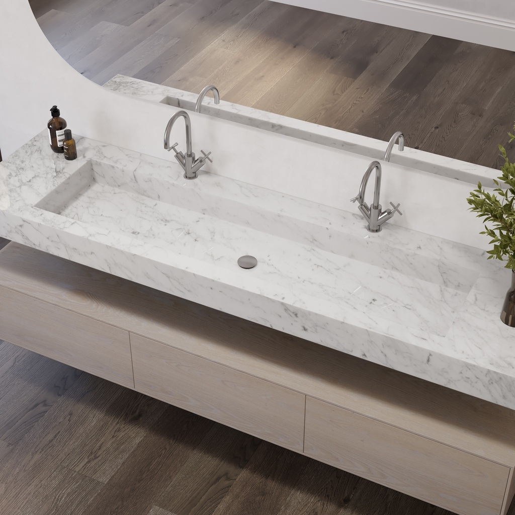 Andromeda Plus Slim Marble Wall-Hung Washbasin Carrara Marble Side View