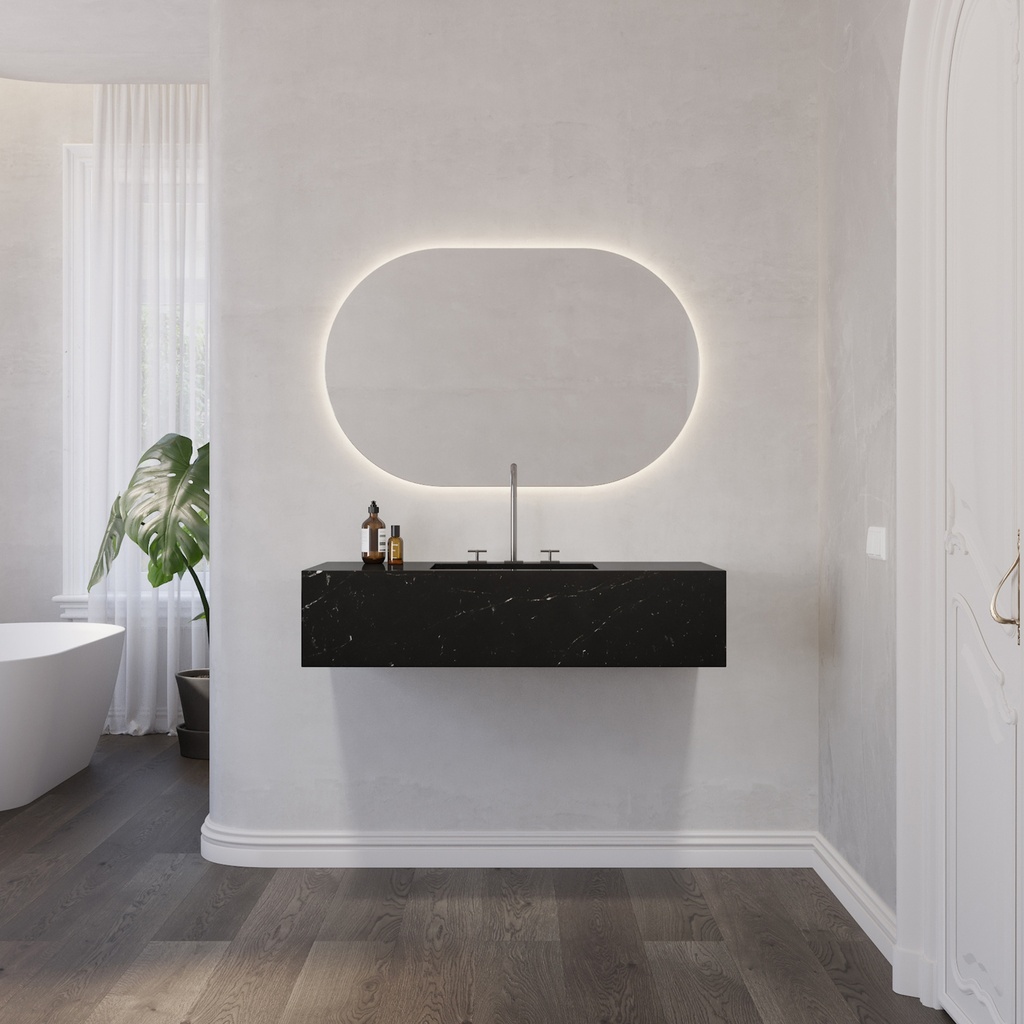 Cassiopeia Deep Marble Single Wall-Hung Washbasin Marquina Marble Front View