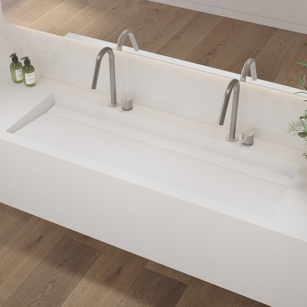 Cassiopeia Plus Deep Corian Wall-Hung Washbasin Glacier White Side View