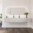 Cassiopeia Plus Deep Marble Wall-Hung Washbasin Carrara Marble Front View