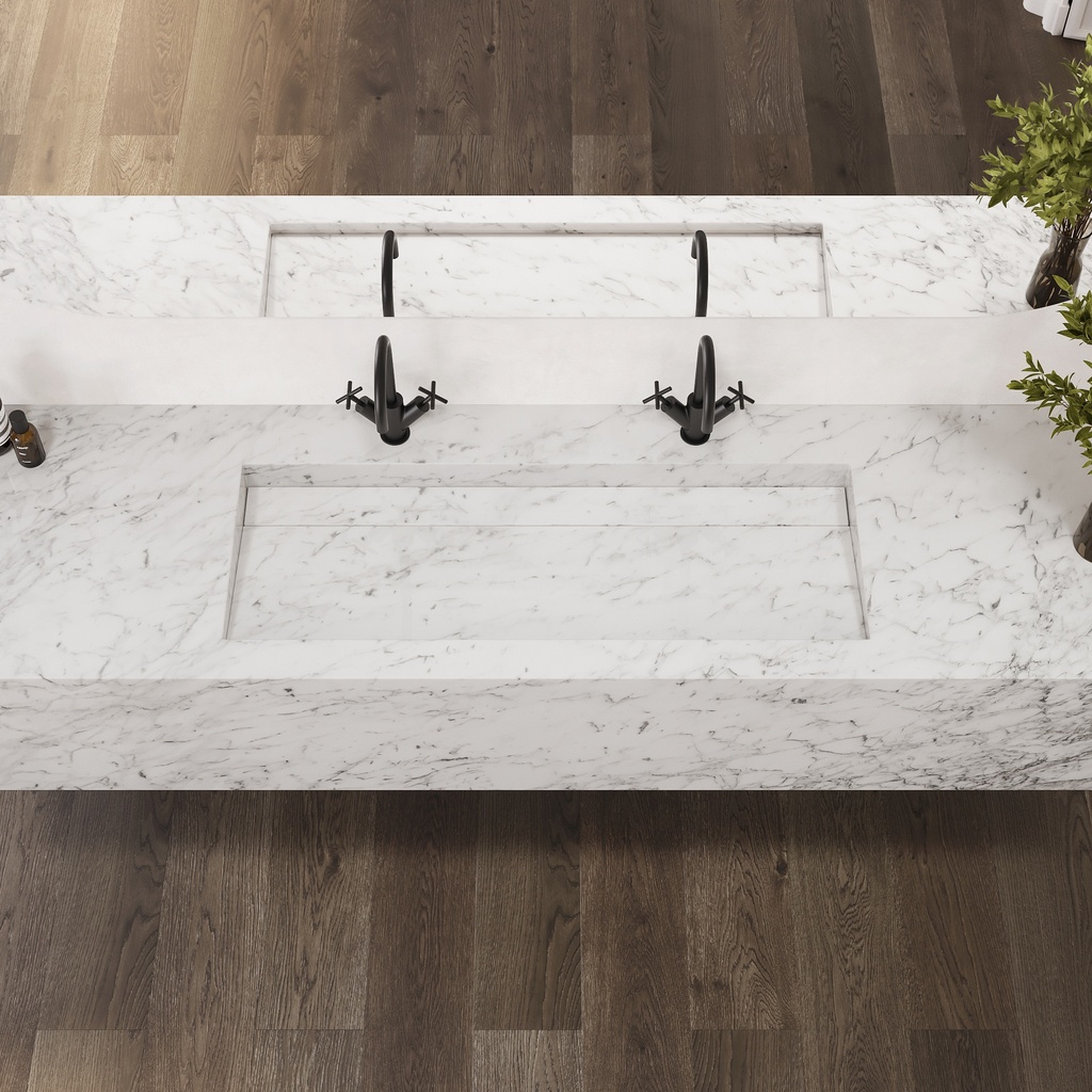 Cassiopeia Plus Deep Marble Wall-Hung Washbasin Carrara Marble Top View