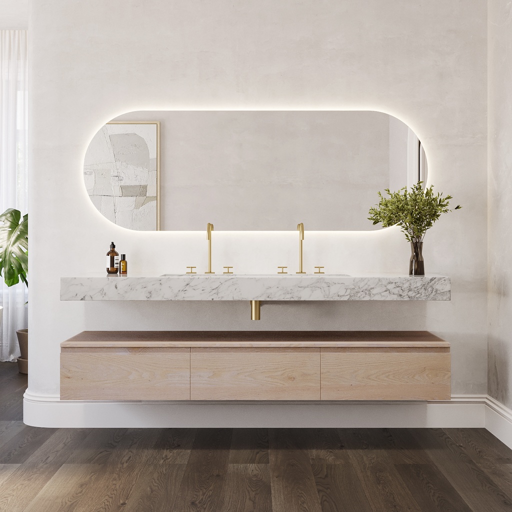 Cassiopeia Plus Slim Marble Wall-Hung Washbasin Carrara Marble Front View