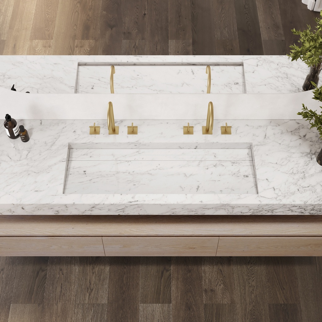 Cassiopeia Plus Slim Marble Wall-Hung Washbasin Carrara Marble Top View