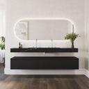 Cassiopeia Plus Slim Marble Wall-Hung Washbasin Marquina Marble Front View