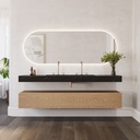 Gliese Plus Slim Marble Wall-Hung Washbasin Marquina Marble Front View