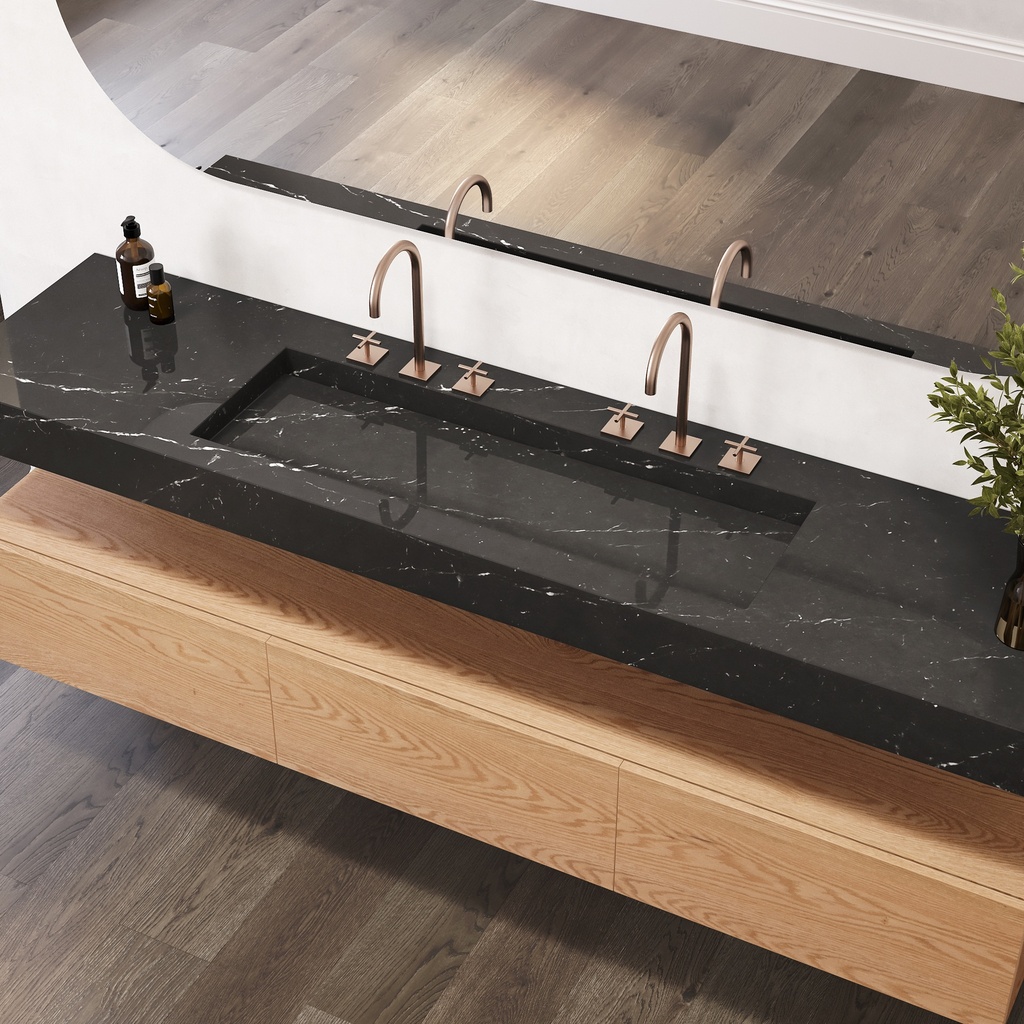 Gliese Plus Slim Marble Wall-Hung Washbasin Marquina Marble Side View
