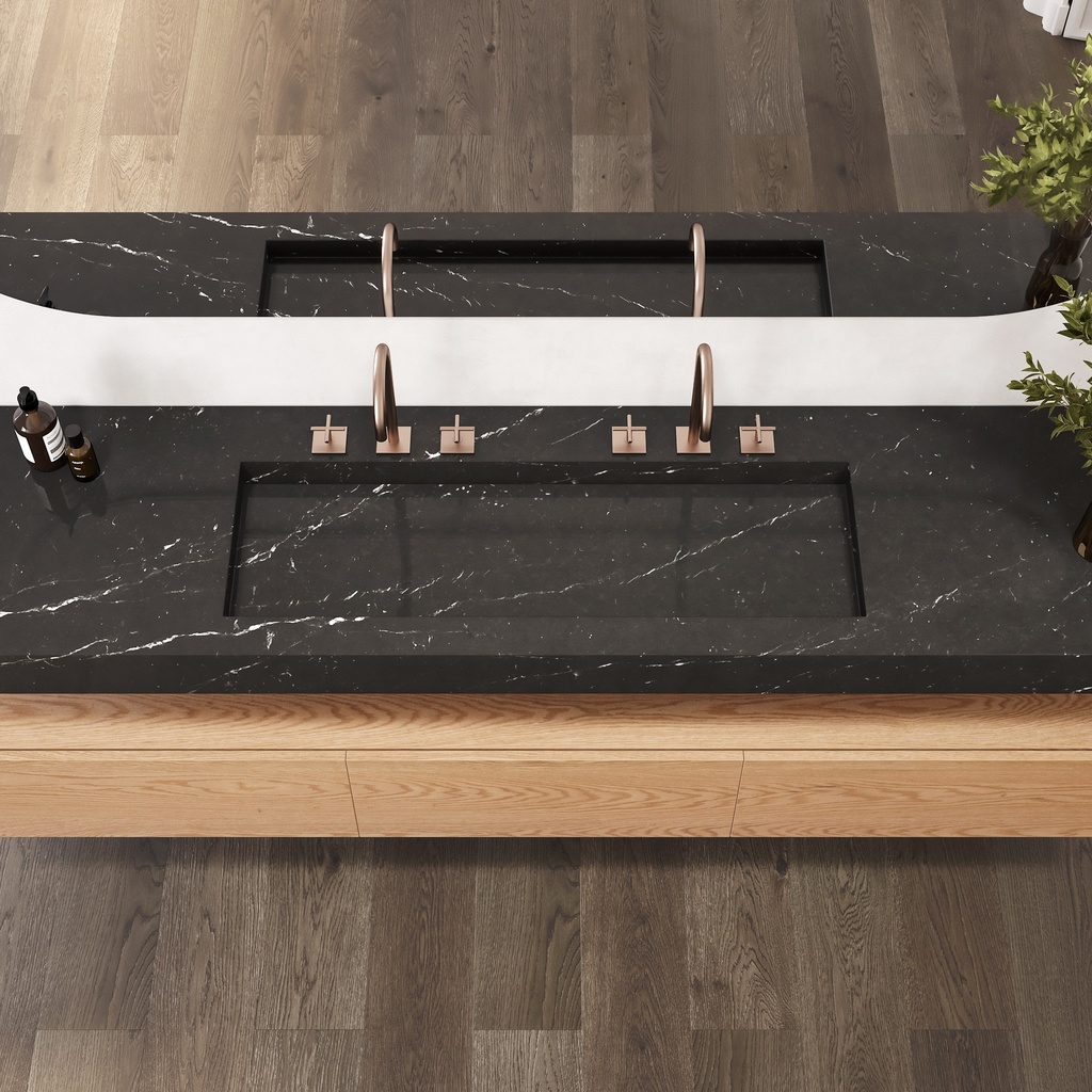 Gliese Plus Slim Marble Wall-Hung Washbasin Marquina Marble Top View