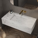 Perseus Deep Marble Single Wall-Hung Washbasin Carrara Marble Side View