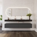 Sagitta Plus Slim Marble Wall-Hung Washbasin Marquina Marble Front View