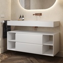 Apollo Classic Edge Bathroom Cabinet 2 Stacked Drawers 4 Shelves Comfort Size White Std handle Side