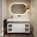 Apollo Classic Edge Bathroom Cabinet 2 Stacked Drawers 4 Shelves Comfort Size White Std handle Front