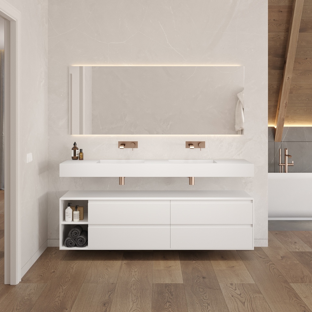 Apollo Classic Edge Bathroom Cabinet 4 Drawers 2 Shelves Luxe Size White Std handle Front