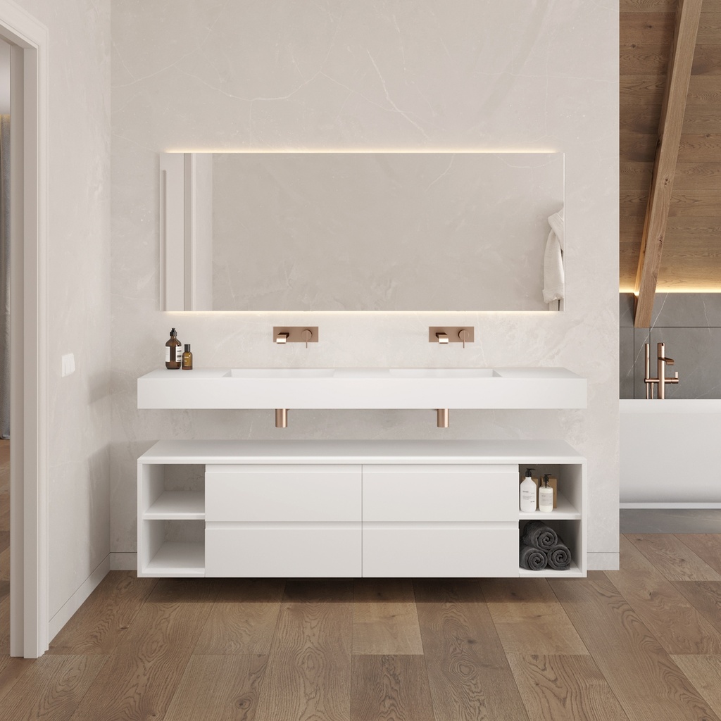 Apollo Classic Bathroom Cabinet 4 Drawers 4 Shelves Luxe Size White Std handle Front