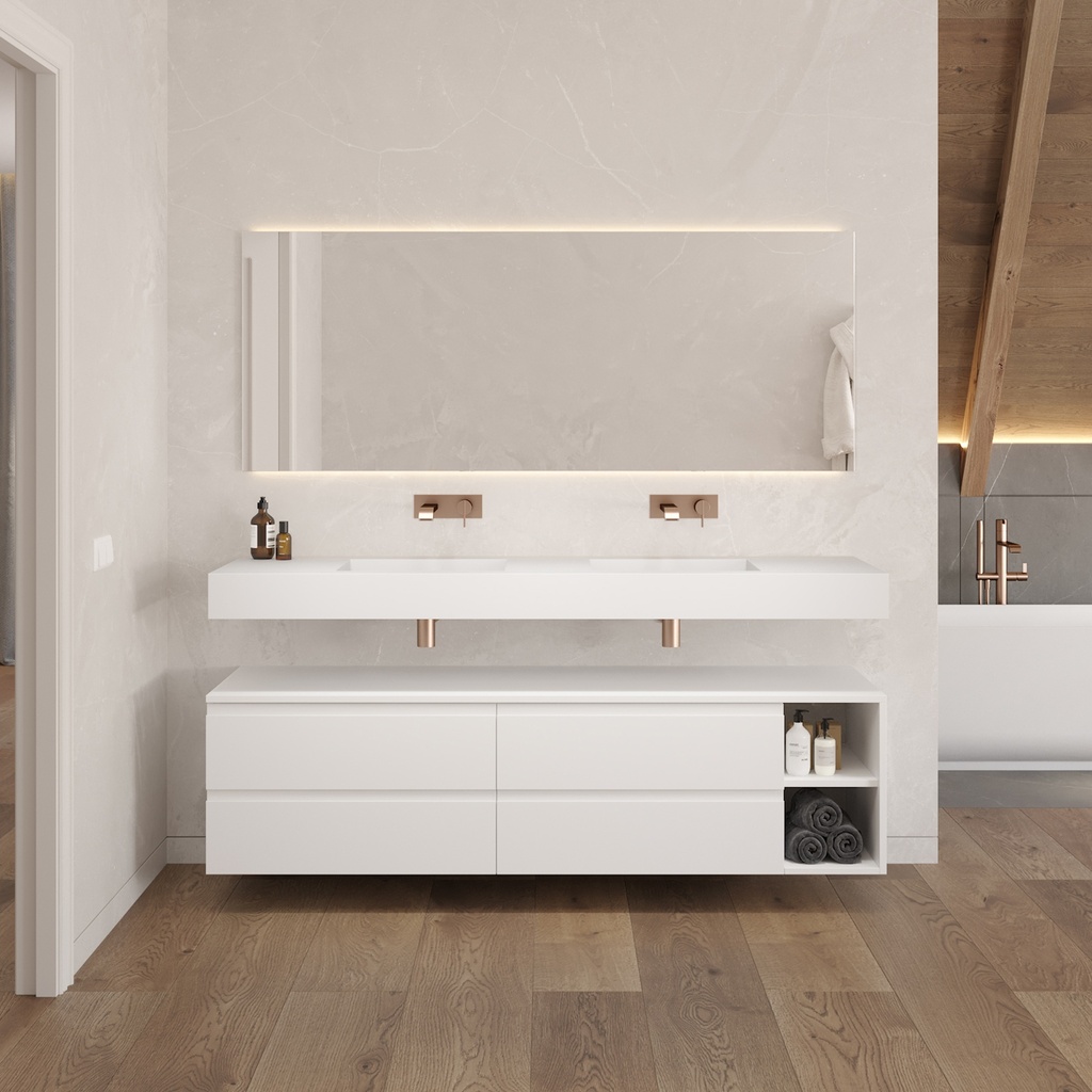 Apollo Classic Bathroom Cabinet 4 Drawers 2 Shelves Luxe Size White Std handle Front