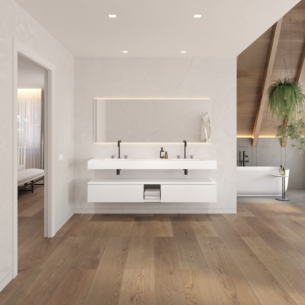 Artemis Classic Bathroom Cabinet 2 Aligned Drawers 1 Shelf Luxe Size White Std handle Overview
