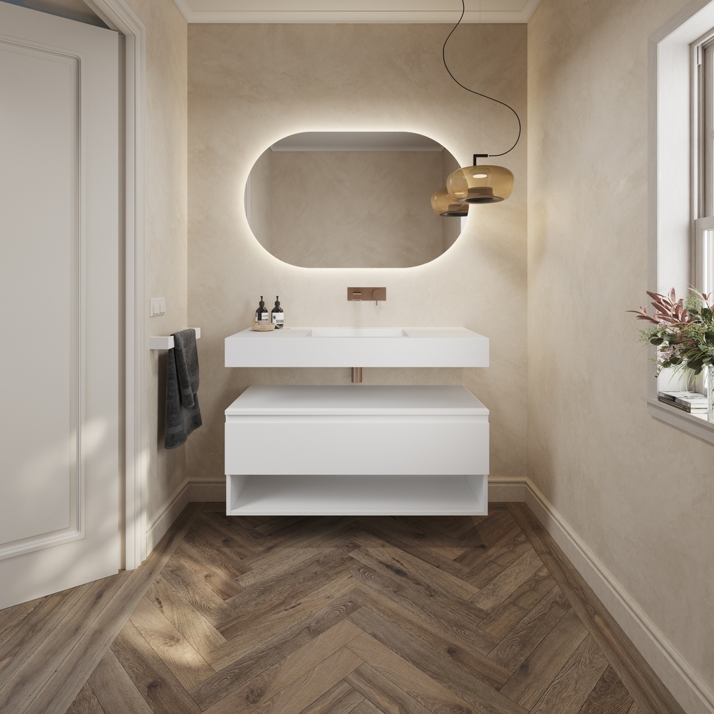 Athena Classic Bathroom Cabinet 1 Drawer 1 Shelf Comfort Size White Std handle Overview