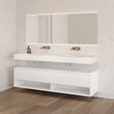 Athena Classic Edge Bathroom Cabinet 2 Aligned Drawers 1 Shelf Luxe Size White Std handle Side