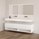 Athena Classic Bathroom Cabinet 2 Aligned Drawers 1 Shelf Luxe Size White Std handle Side