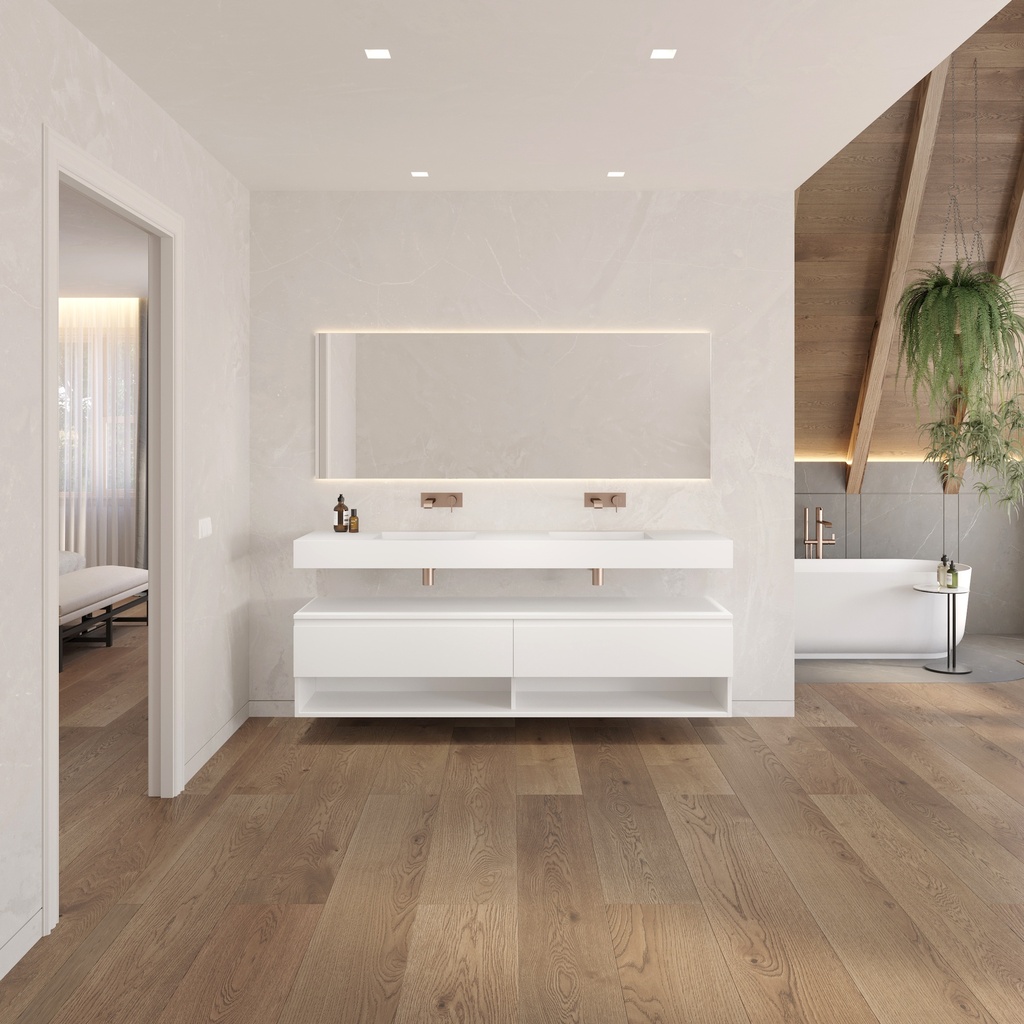 Athena Classic Bathroom Cabinet 2 Aligned Drawers 1 Shelf Luxe Size White Std handle Overview