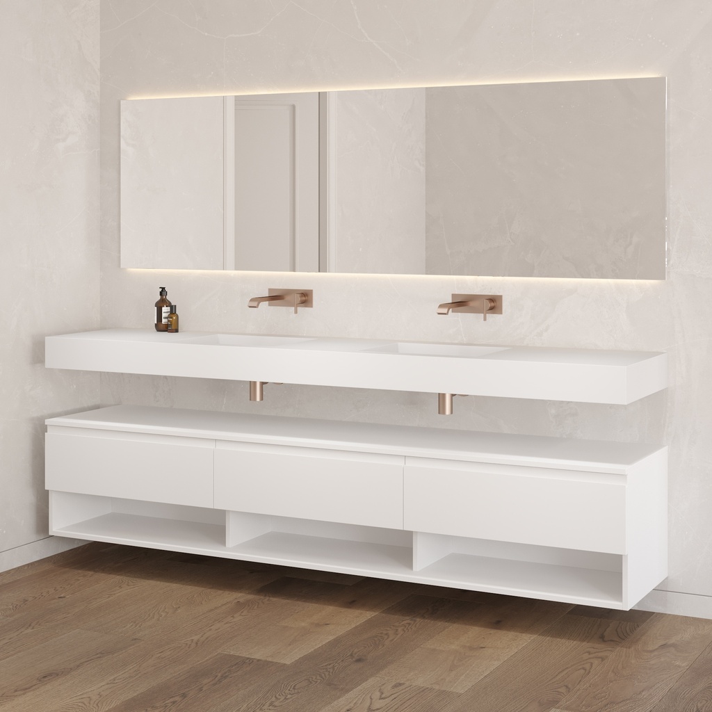 Athena Classic Bathroom Cabinet 3 Aligned Drawers 1 Shelf Luxe Size White Std handle Side