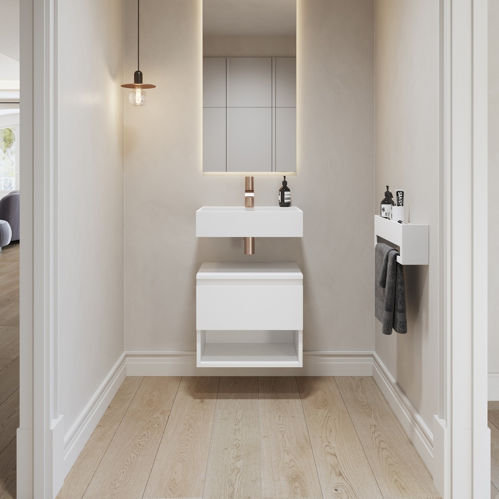 Athena Classic Bathroom Cabinet 1 Drawer 1 Shelf Mini White Std handle Front