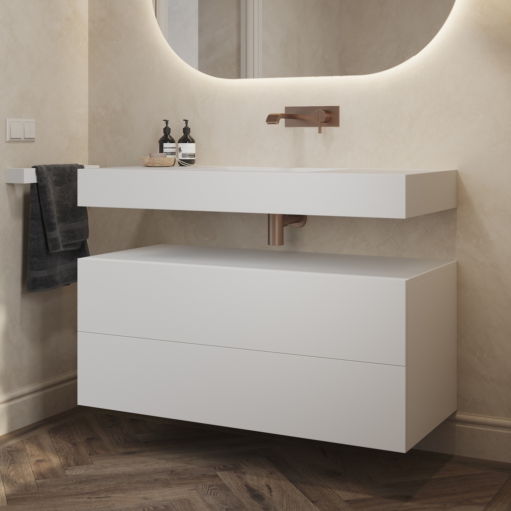 Gaia Classic Bathroom Cabinet 2 Stacked Drawers  White Push Side View
