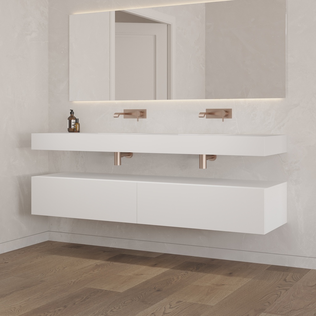 Gaia Classic Bathroom Cabinet 2 Aligned Drawers  White Push Side View