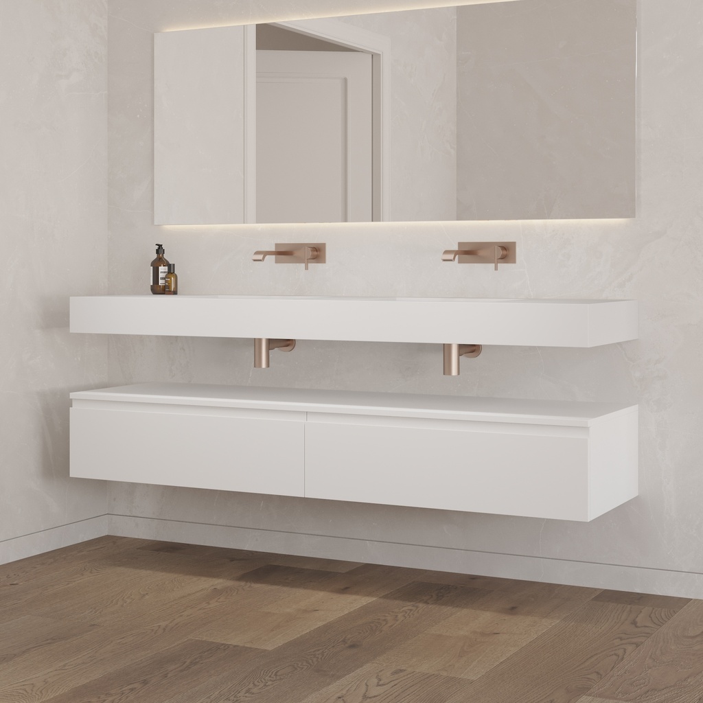 Gaia Classic Bathroom Cabinet 2 Aligned Drawers  White Std handle Side View