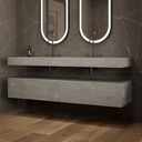 Gaia Corian Bathroom Cabinet 2 Aligned Drawers Ash_Aggregates Push Side View