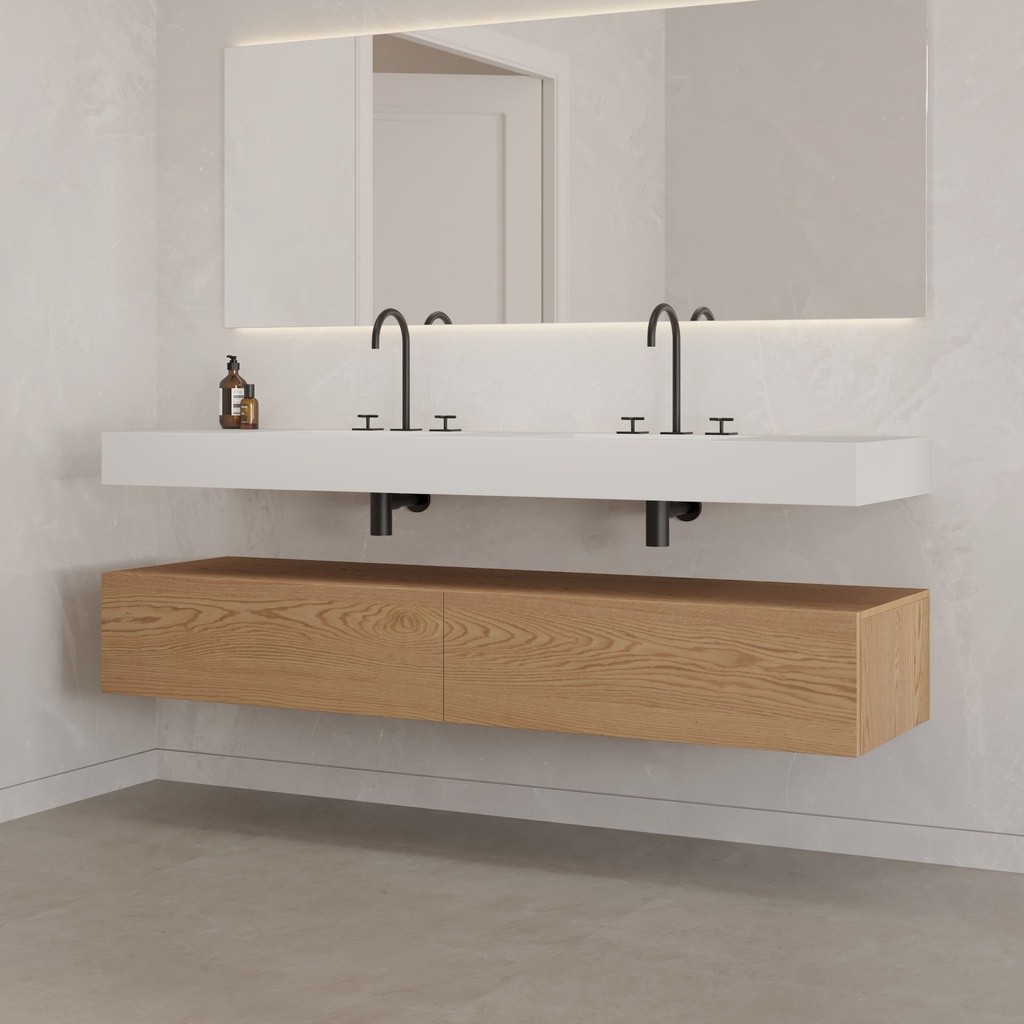 Gaia Wood Bathroom Cabinet 2 Aligned Drawers  Pure Push Side View