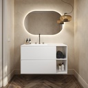 Apollo Classic Edge Vanity Unit with Corian Basin 2 Stacked Drawers 2 Shelves Comfort Size White Std handle Front