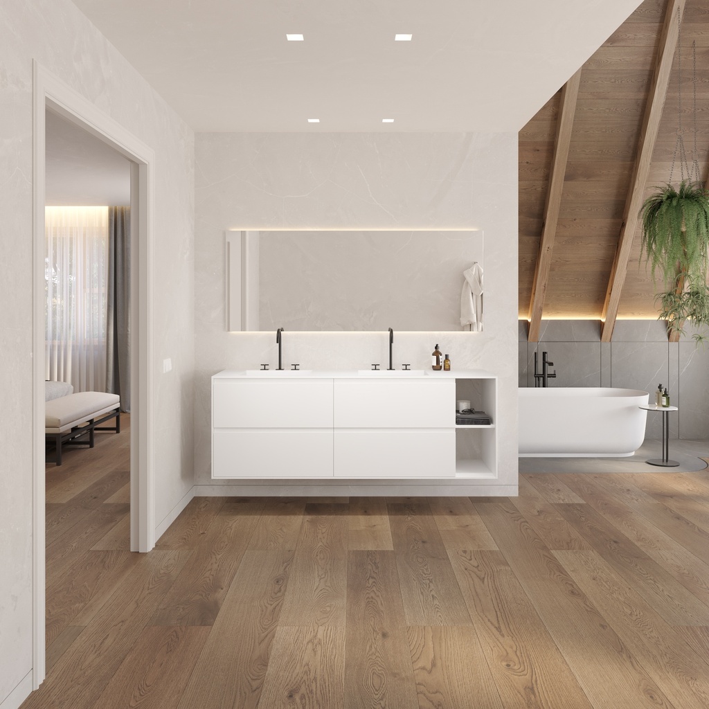 Apollo Classic Edge Vanity Unit with Corian Basin 4 Drawers 2 Shelves Luxe Size White Std handle Overview