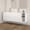 Apollo Classic Vanity Unit with Corian Basin 4 Drawers 2 Shelves Luxe Size White Std handle Side