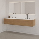 Gaia Wood Edge Vanity Unit with Corian® Basin 2 Aligned Drawers Luxe Size Pure Push Side View