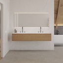 Gaia Wood Edge Vanity Unit with Corian® Basin 2 Aligned Drawers Luxe Size Pure Std Front View