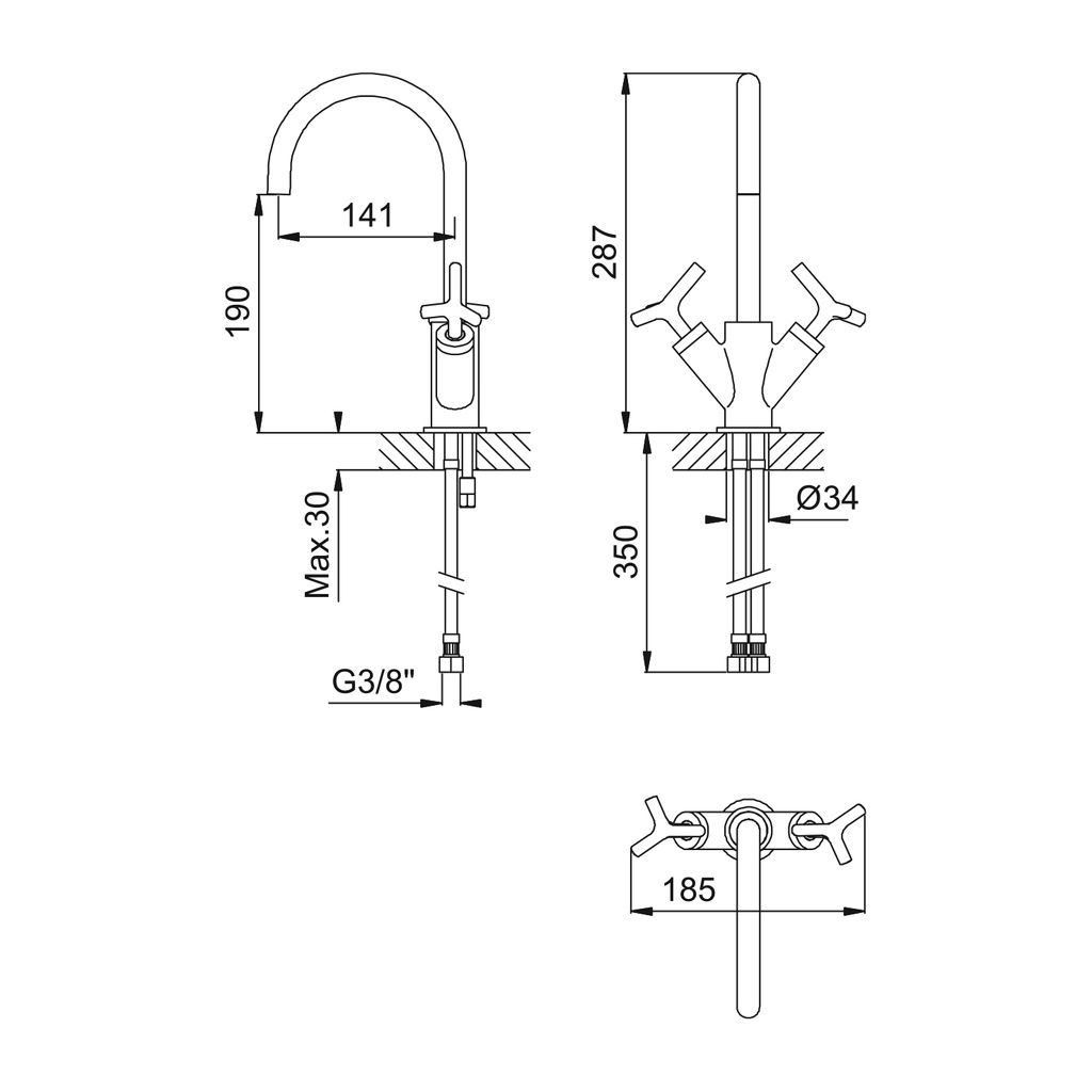 Deck-Mounted Dual Use Mixer Tap - 1910101 Bruma td