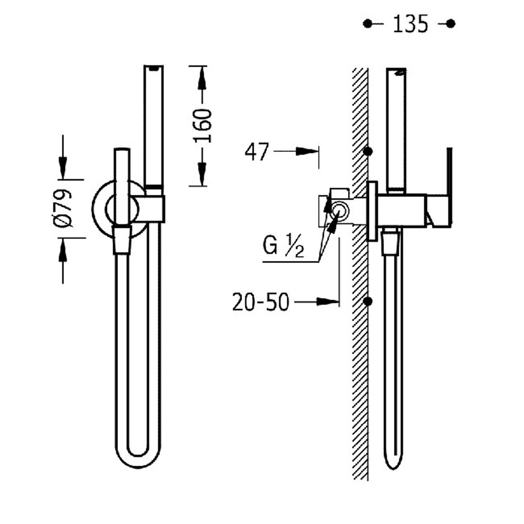 Wall-Mounted Single Lever Bidet Tap with Hand Shower - 181223 Tres