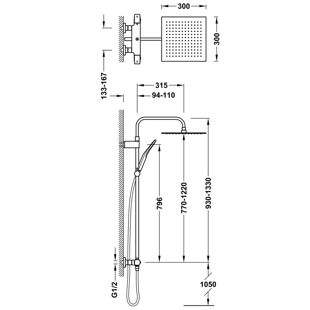 Wall-Mounted Shower Tap - 19038702 Tres td