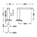 Deck-Mounted Single Lever Washbasin Tap - 20020501 Tres td