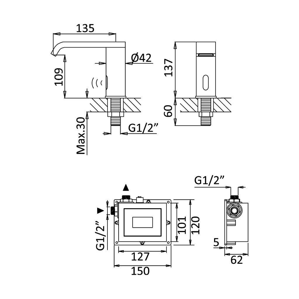 Deck-Mounted Washbasin Tap - 1300011 Bruma td