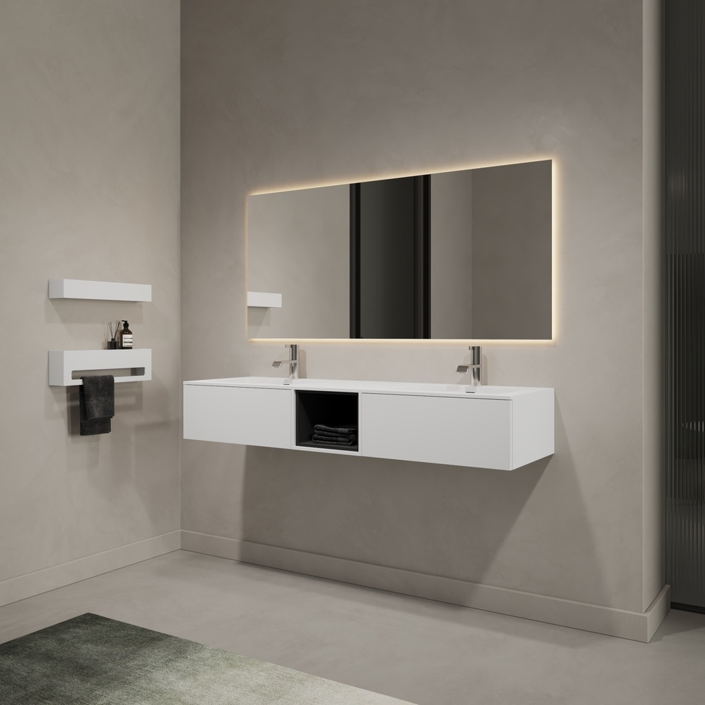 sam shelf with towel holder White 50 Front