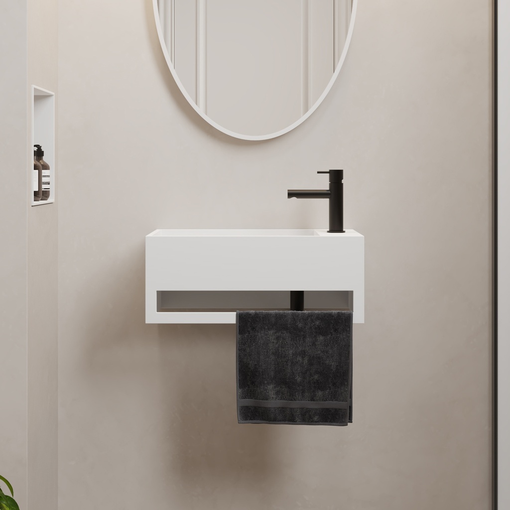 Perseus Corian Wall hung Washbasin White 50  Front